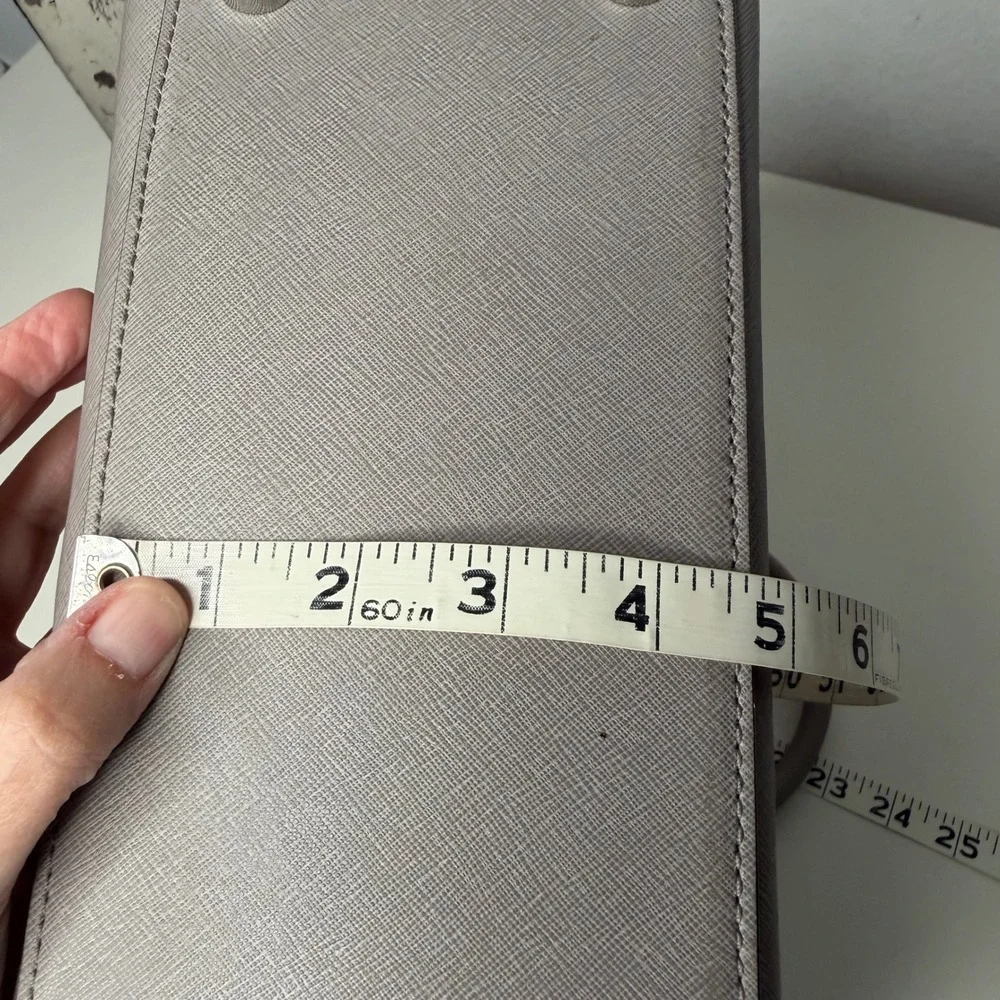Michael Kors Selma Satchel Women Grey Saffiano Leather Professional Chic Large‎
